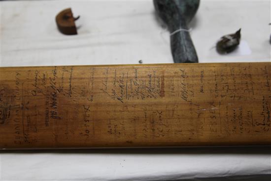 England Australia 1930. A cricket bat, signed by County and International players